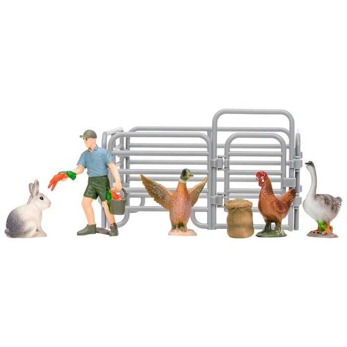 фото Набор фигурок, 7 предметов: фермер, кролик, утка, курица, гусь, ограждение-загон, инвентарь 706257 masai mara