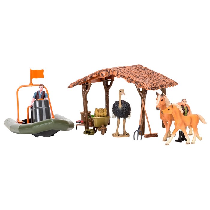 фото Набор фигурок: лошади, страус, лодка, 22 предмета masai mara