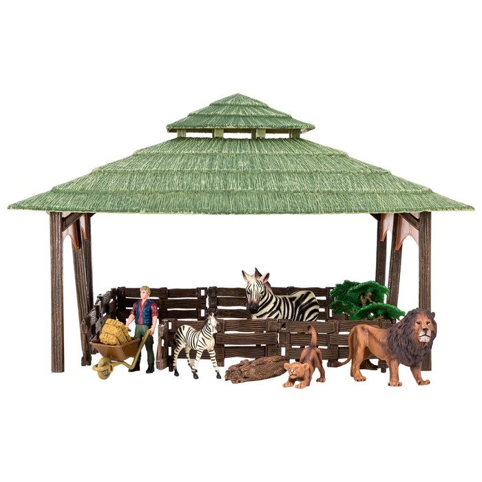 фото Набор фигурок: львы, зебры, фермер, инвентарь, 11 предметов masai mara