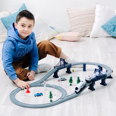 Железная дорога для детей «Мой город», 64 предмета, на батарейках