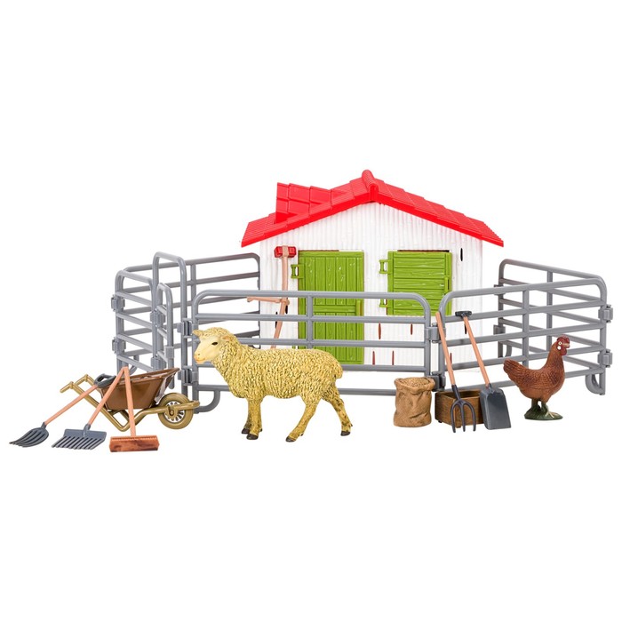 фото Набор фигурок: овца, курица, инвентарь, 14 предметов masai mara