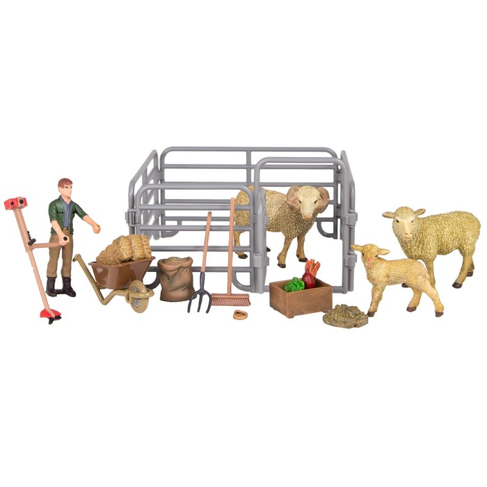 фото Набор фигурок: овцы, фермер, инвентарь, 17 предметов masai mara