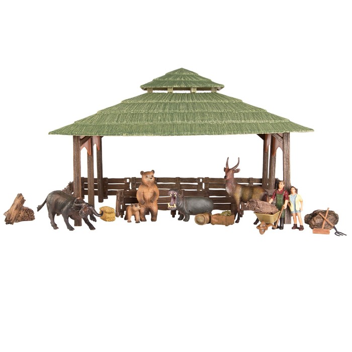фото Набор фигурок: бегемот, буйвол, медведи, антилопа, фермеры, инвентарь, 21 предмет masai mara