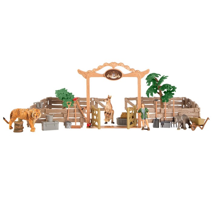 фото Набор фигурок: тигр, слоненок, кенгуру, фермер, инвентарь, 20 предметов masai mara
