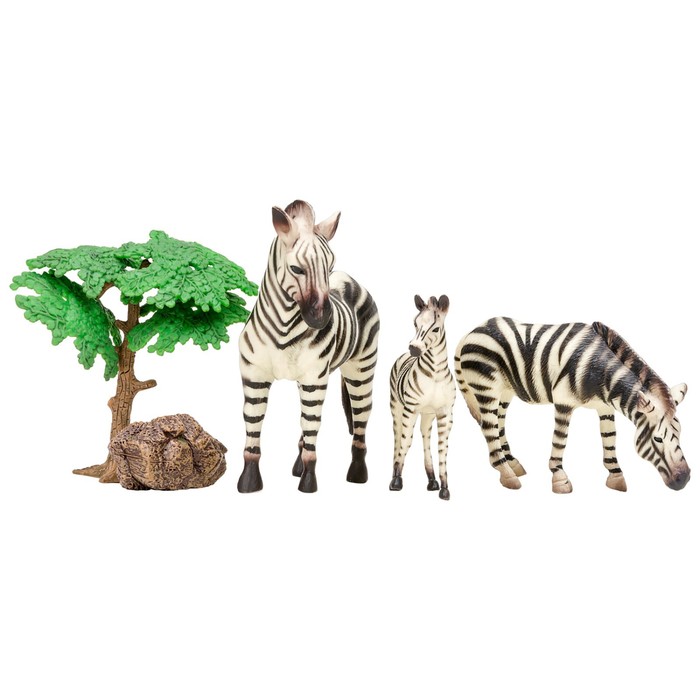 Набор фигурок «Мир диких животных: семья зебр», 5 предметов набор фигурок мир диких животных семья львов и семья зебр 5 фигурок