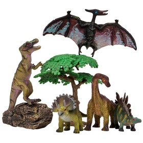 Набор фигурок: птеродактиль, трицератопс, брахиозавр, тиранозавр, стегозавр, 7 предметов