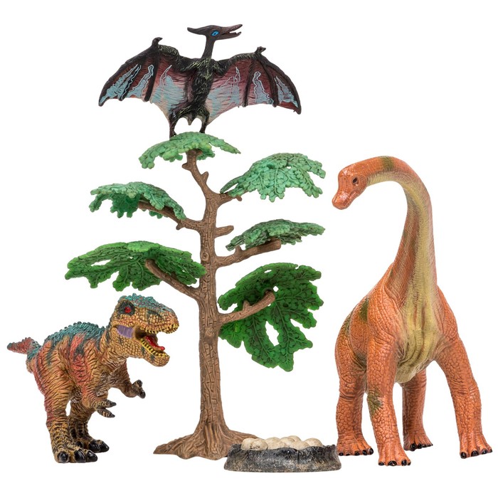 фото Набор фигурок: птеродактиль, тираннозавр, брахиозавр, 5 предметов masai mara