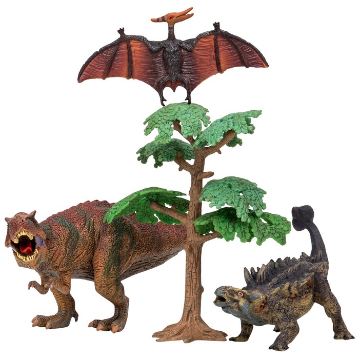 фото Набор фигурок: птеродактиль, тираннозавр, анкилозавр, 4 предмета masai mara