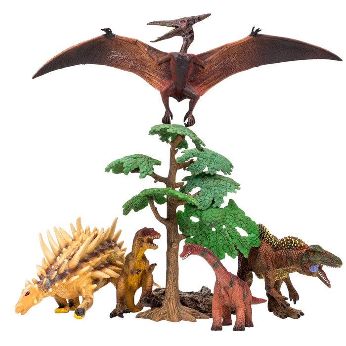 фото Набор фигурок: птеродактиль, полакантус, цератозавр, тираннозавр мини, 7 предметов masai mara