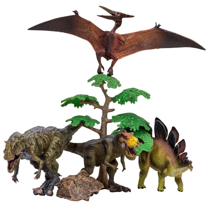 фото Набор фигурок: птеродактиль, тираннозавр, стегозавр, аллозавр, 6 предметов masai mara