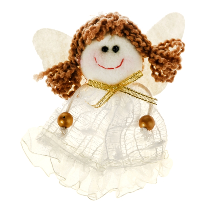 Мягкая ёлочная игрушка "Ангелок" (кружевное платьице)