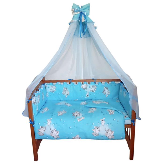 Комплект в кроватку «Слонята» (5 предметов), цвет голубой