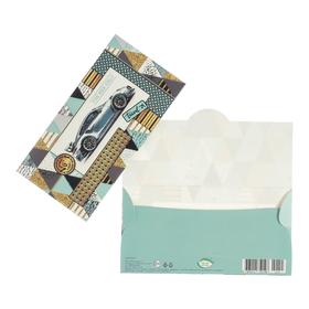 

Конверт для денег "Машина" конгрев, глиттер, разноцветные треугольники на фоне