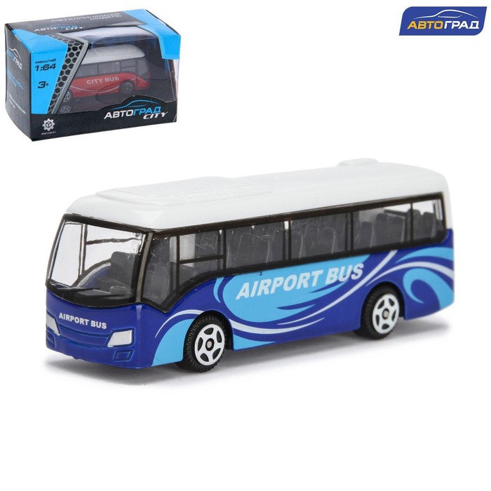фото Автобус металлический «междугородний», масштаб 1:64, цвет синий автоград