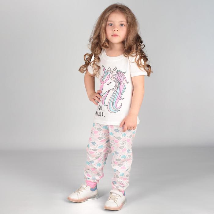 Пижама для девочки, цвет молочный/светло-розовый, рост 104 см (36)