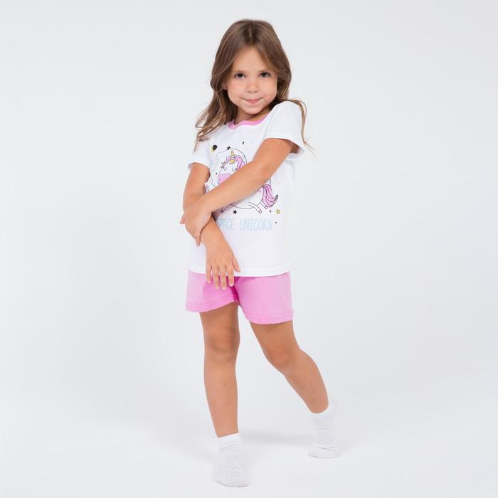Пижама для девочки, цвет белый/розовый, рост 110 см (38)