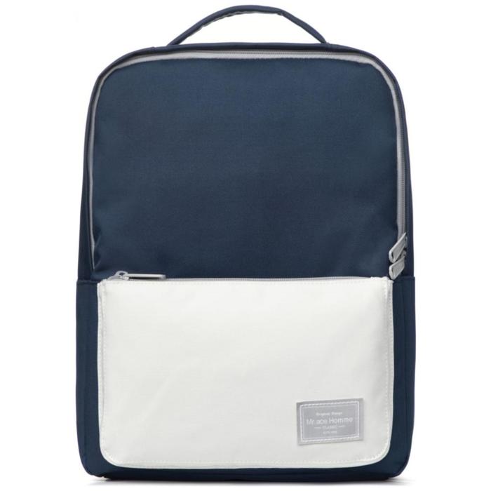 Рюкзак, отдел на молнии, 2 наружных кармана, цвет тёмно-синий/белый