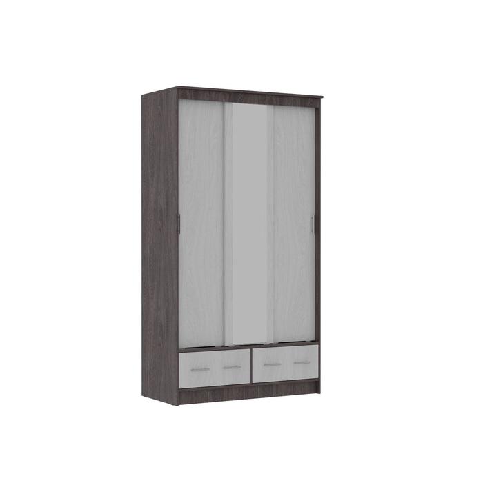фото Шкаф-купе «мираж 12», 1200 × 610 × 2216 мм, лдсп, зеркало, анкор тёмный / анкор светлый фант мебель