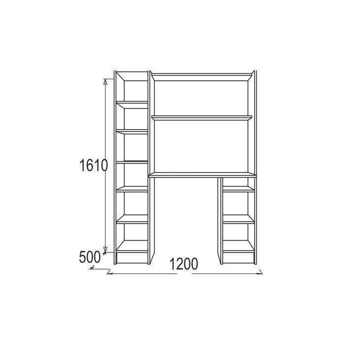 

Уголок школьника «Омега 2», 1200 × 500 × 1610 мм, ЛДСП, ясень анкор тёмный / анкор светлый