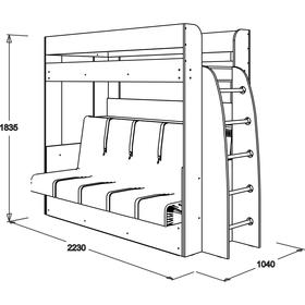 

Кровать-диван двухъярусная «Омега 17», 800 × 1900 мм, 1100 × 1900 мм, ясень анкор светлый