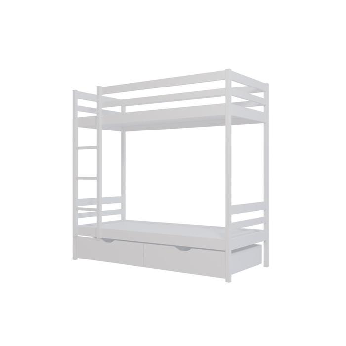 Двухъярусная кровать №1 из массива древесины, 800 × 1900 мм, цвет белый