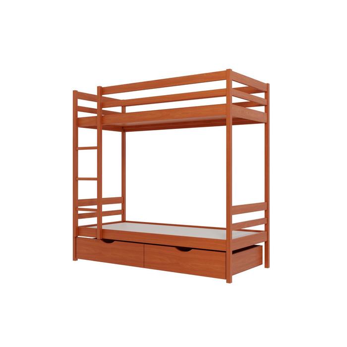 Двухъярусная кровать №1 из массива древесины, 800 × 1900 мм, цвет вишня