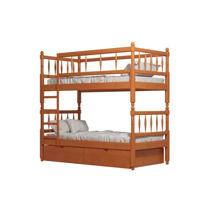 Двухъярусная кровать №2 из массива древесины, 800 × 1900 мм, цвет вишня
