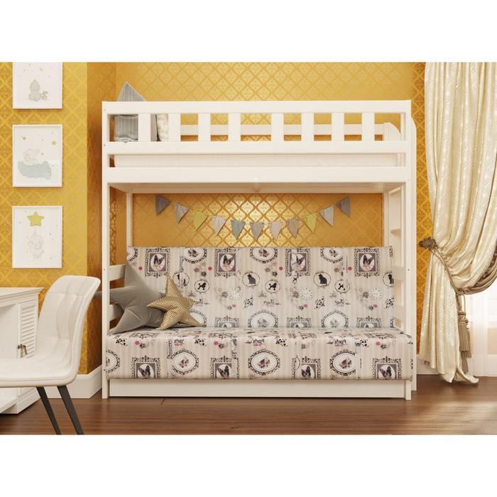 Двухъярусная кровать №3 из массива древесины, 800 × 1900 мм, 1100 × 1900 мм, цвет белый