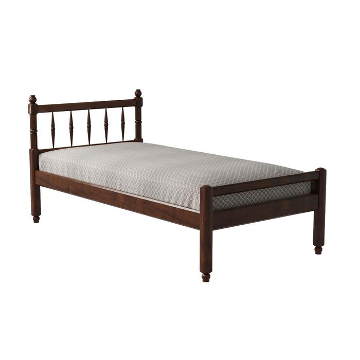Кровать №10 с фигурными спинками из массива древесины, 1400 × 2000 мм, цвет орех