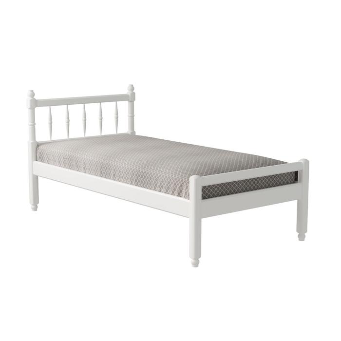 Кровать №10 с фигурными спинками из массива древесины, 1600 × 2000 мм, цвет белый