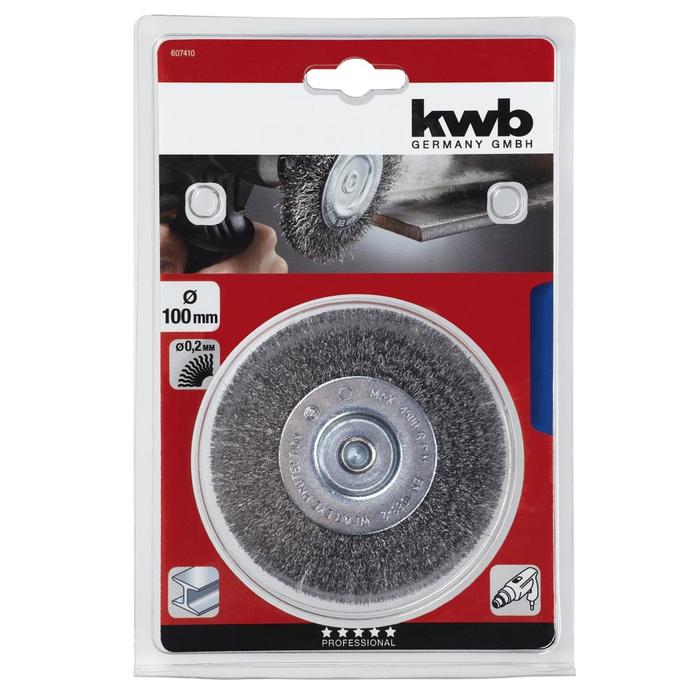 

Щетка плоская для дрели KWB, d=100 мм, проволока d= 0.2 мм, хвостовик d=6 мм, сталь HSS