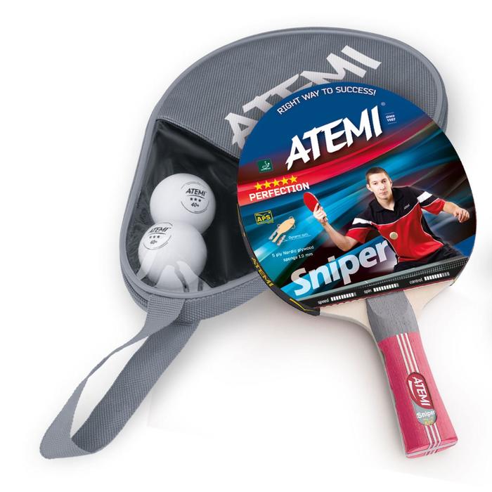 фото Набор для настольного тенниса atemi sniper aps: 1 ракетка, чехол, 2 мяча