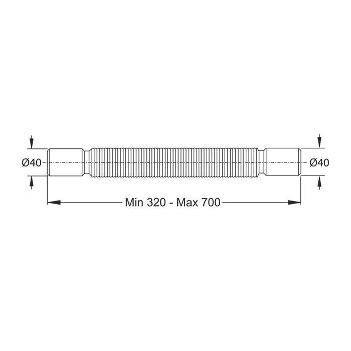 Труба гофрированная BONOMINI 9340CC40B0WZ, d=40 x 40 мм, L=320-700 мм