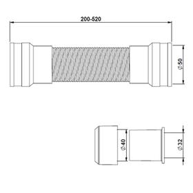 Труба гофрированная PREVEX 3130011, d=50/40/32 мм, c переходниками, L=200-520 мм от Сима-ленд