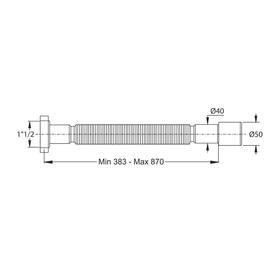 Гофросифон BONOMINI 9345PP64B0WZ, 1 1/2" х 40/50 мм, без выпуска, L= 383-870 мм от Сима-ленд