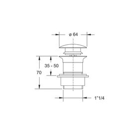 Клик-клак BONOMINI 0945OT54S7WZ, 1 1/4", фланец d=65 мм, для раковин и биде, латунь от Сима-ленд