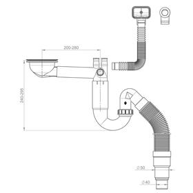 Сифон для мойки PREVEX P-loc PL1-D9CF5-SANT-01, d=50/40 мм, серый от Сима-ленд