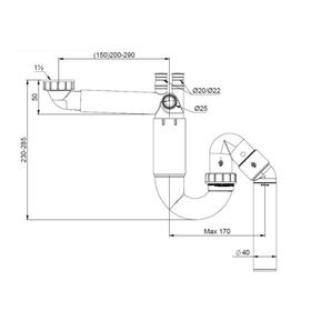 Сифон для мойки PREVEX P-loc PL1-N2NNA-001, d=50 мм, отвод для бытовой техники, серый от Сима-ленд