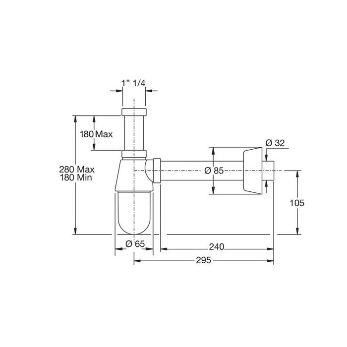 

Сифон для раковины BONOMINI 2770PP32B0WZ, накидная гайка 1 1/4", d=32 мм, белый