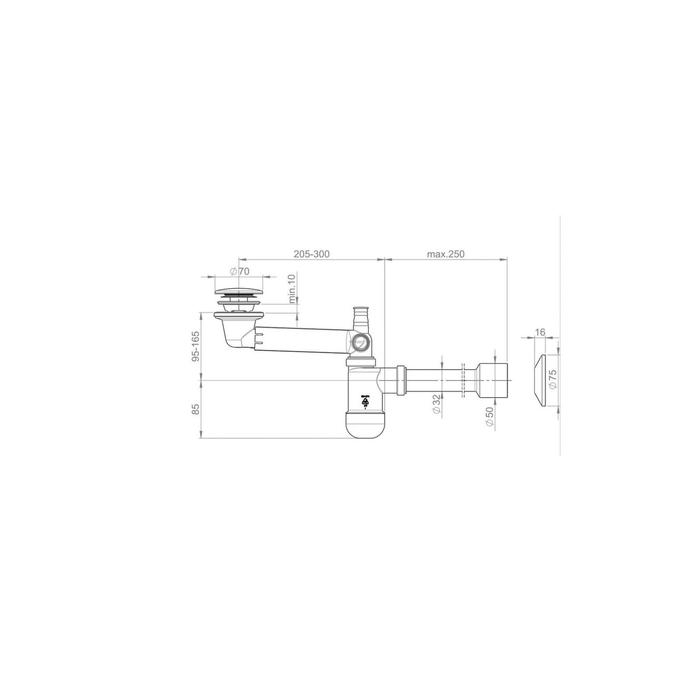 Сифон для раковины PREVEX Preloc PR3-C4N35-001, клик-клак хром, белый