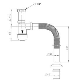 Сифон для раковины SantecPro AQ301A4, 1 1/4", без перелива от Сима-ленд