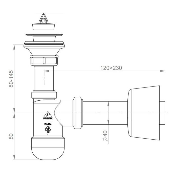 Сифон для раковины SantecPro AQ46240, 1 1/4