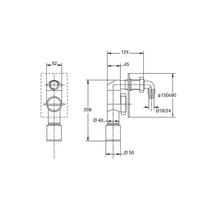 

Сифон для стиральной и посудомоечной машины BONOMINI 3200EC50B9WZ, под штукатурку, белый