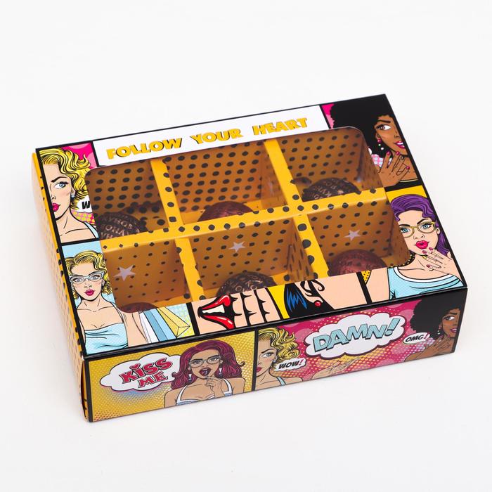 

Коробка для конфет 6 шт, "POP ART", 13,7 х 9,85 х 3,86 см