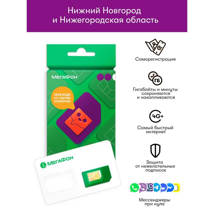 

Сим-карта МегаФон Нижегородская область (Баланс 100 руб.)