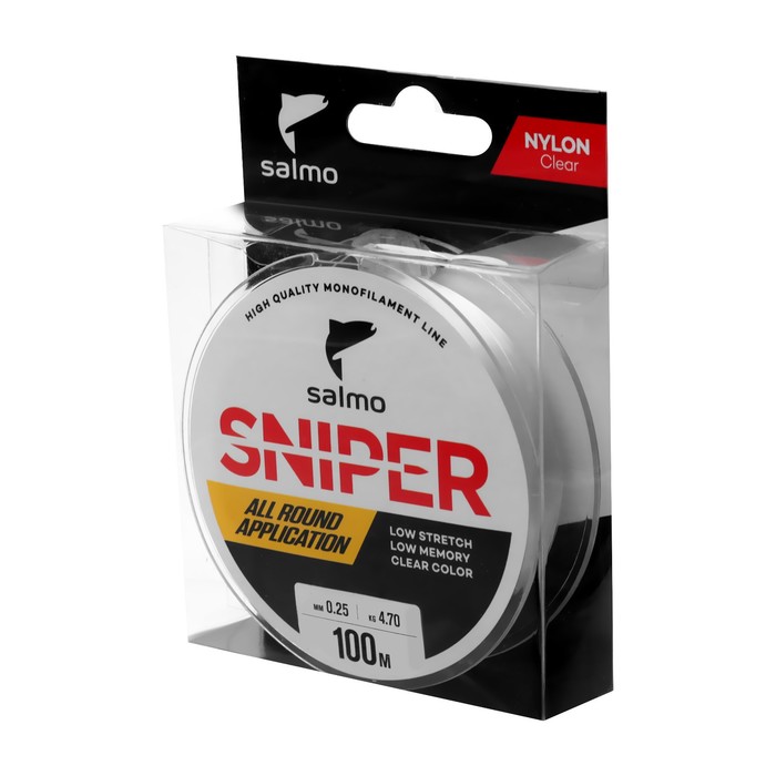 

Леска монофильная Salмo Sniper Clear, диаметр, 0.25 мм, тест 4.7 кг, 100 м, прозрачная