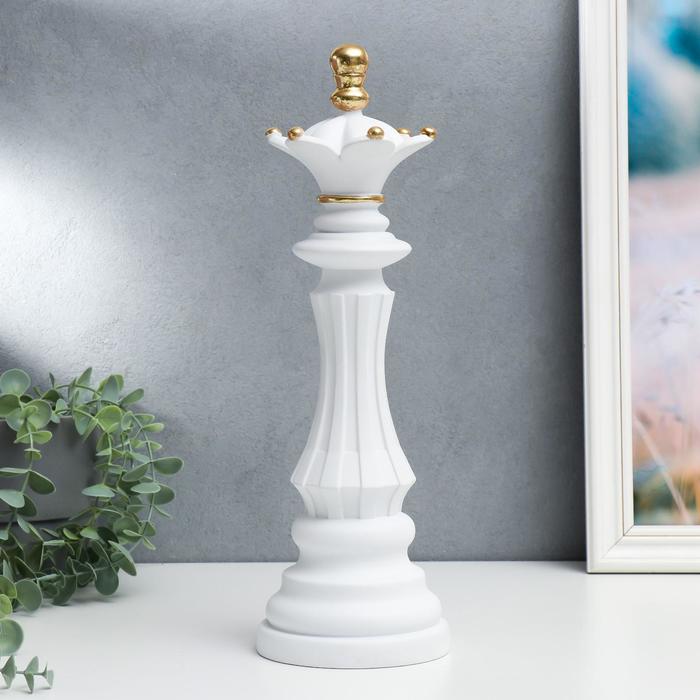 Сувенир полистоун Шахматная фигура - Ферзь белый с золотом 37х12х12 см сувенир керамика шахматная фигура ферзь золото 25х9 5х9 5 см