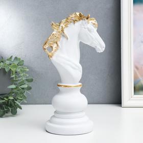 Сувенир полистоун 'Шахматная фигура - Конь' белый с золотом 27х11,4х14,2 см Ош