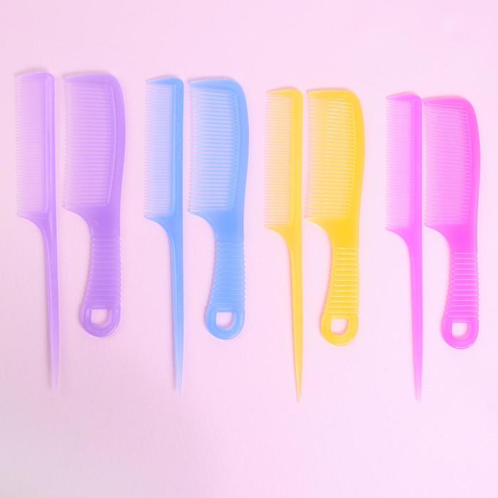 Набор расчёсок, 2 предмета: с ручкой, с хвостиком, цвета МИКС