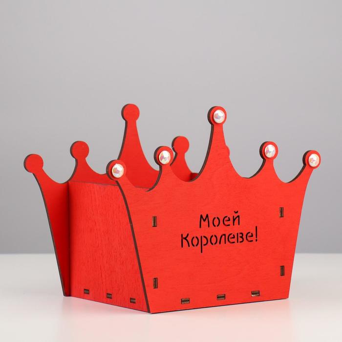 

Кашпо деревянное для цветов "Моей королеве", красное, 21,5х13,2х16,5 см